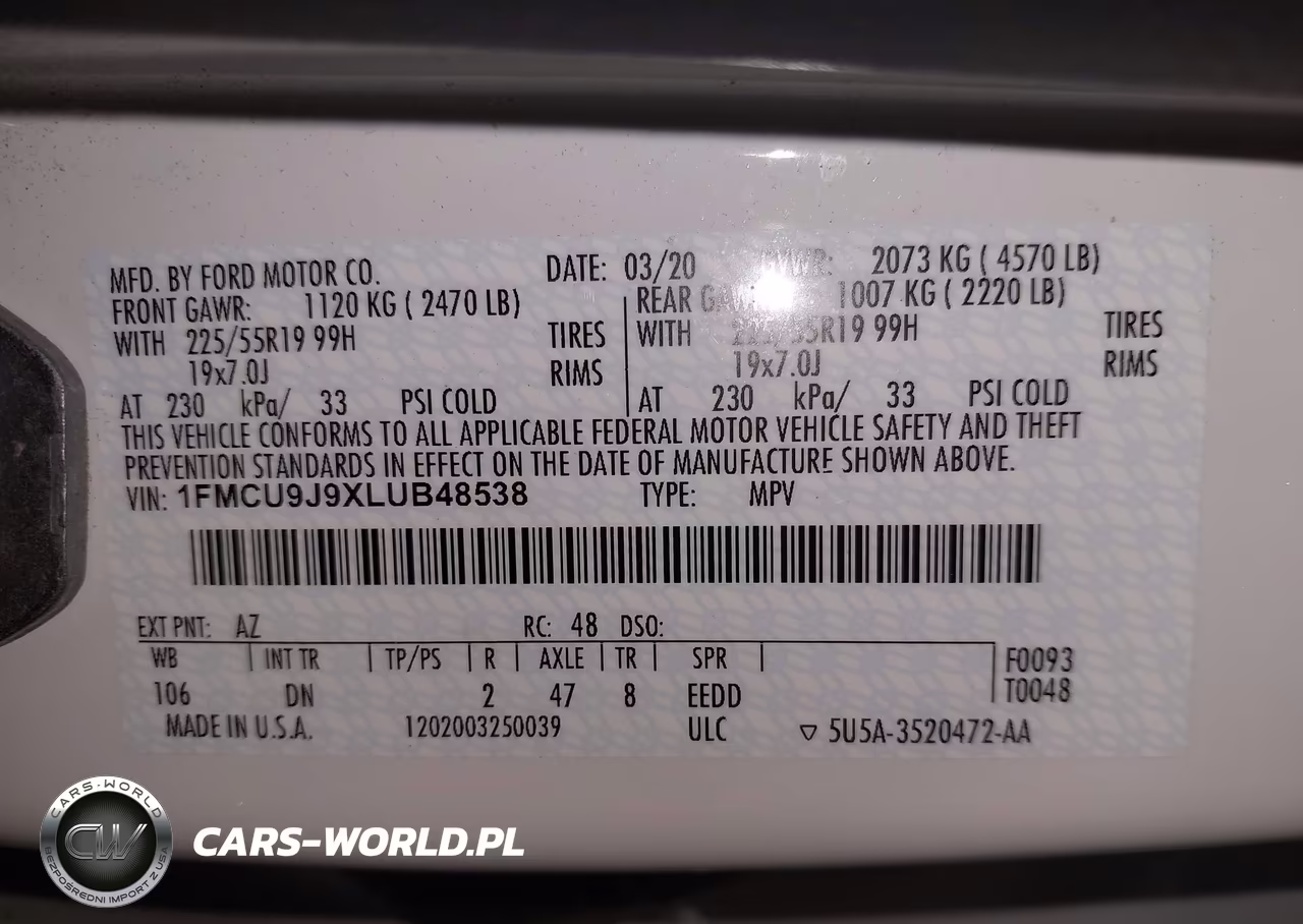 2020 Ford Escape Titanium VIN:1FMCU9J9XLUB48538 - 9