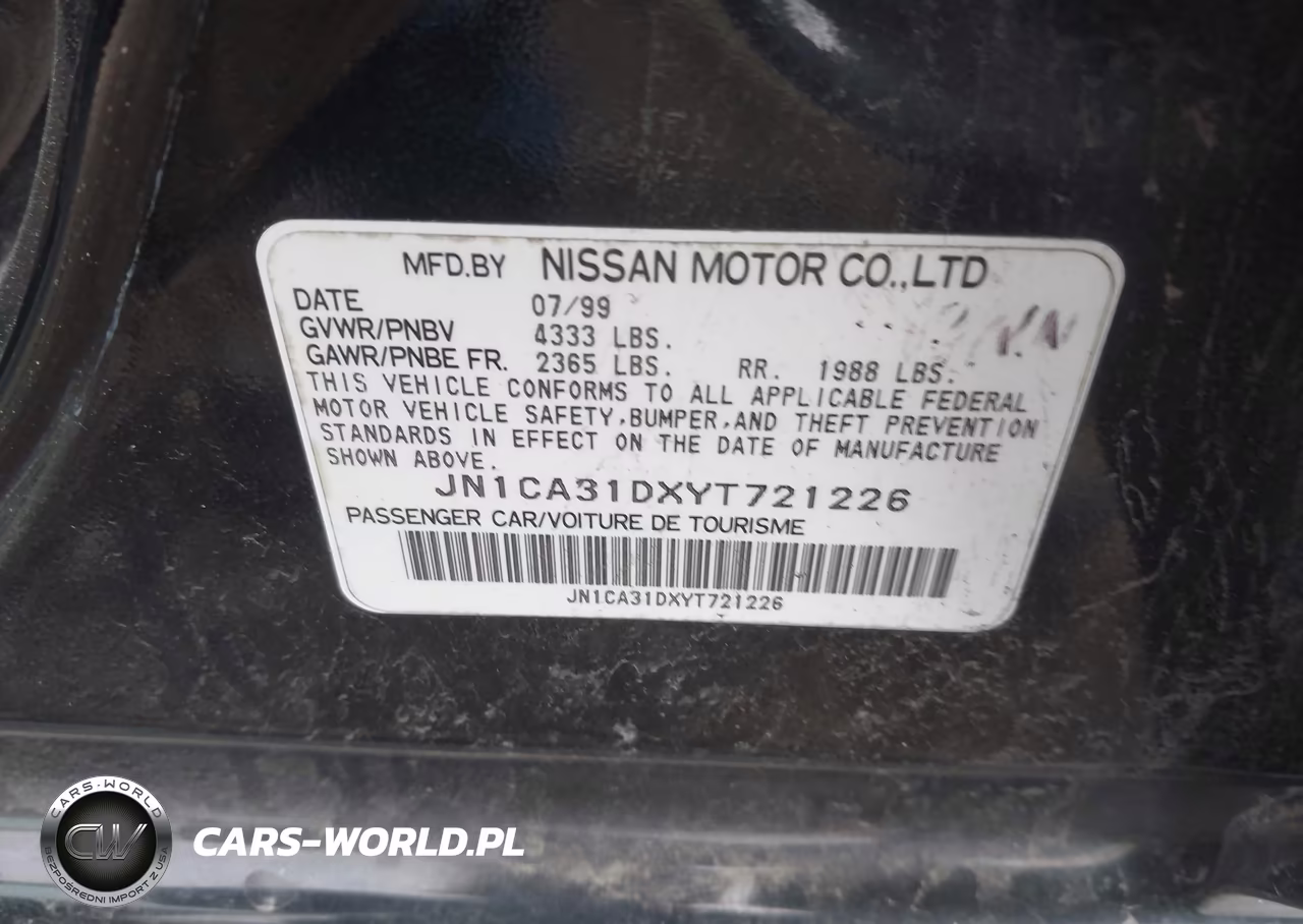 2000 Nissan Maxima Gle-Gxe-Se VIN:JN1CA31DXYT721226 - 9