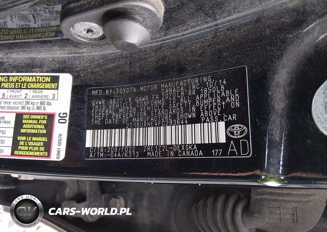 2015 Toyota Corolla S VIN:2T1BURHE4FC293644 - 9