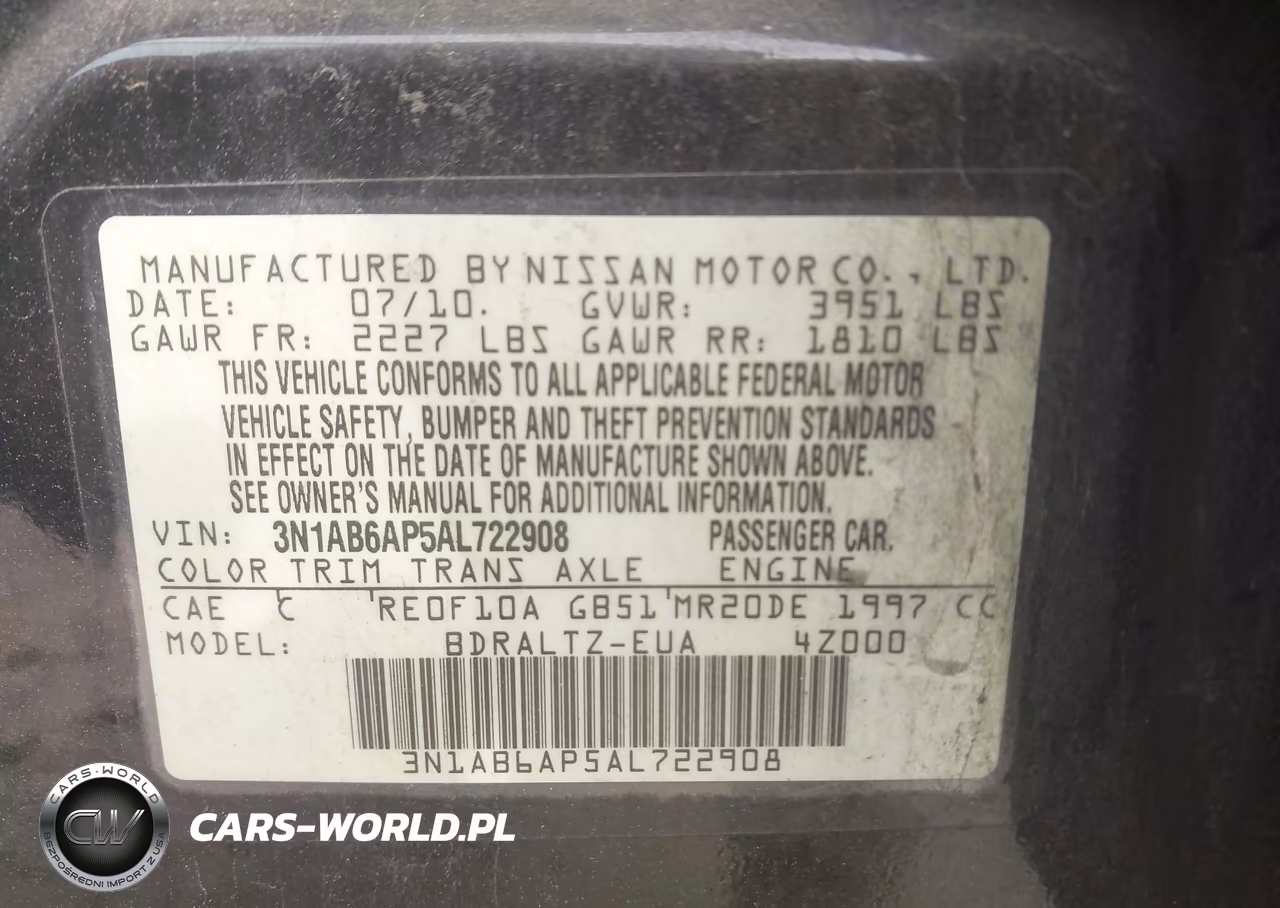 2010 Nissan Sentra 2.0S VIN:3N1AB6AP5AL722908 - 9