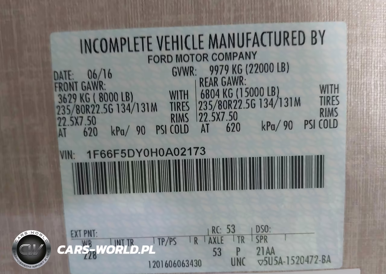 2017 Ford F53 VIN:1F66F5DY0H0A02173 - 9