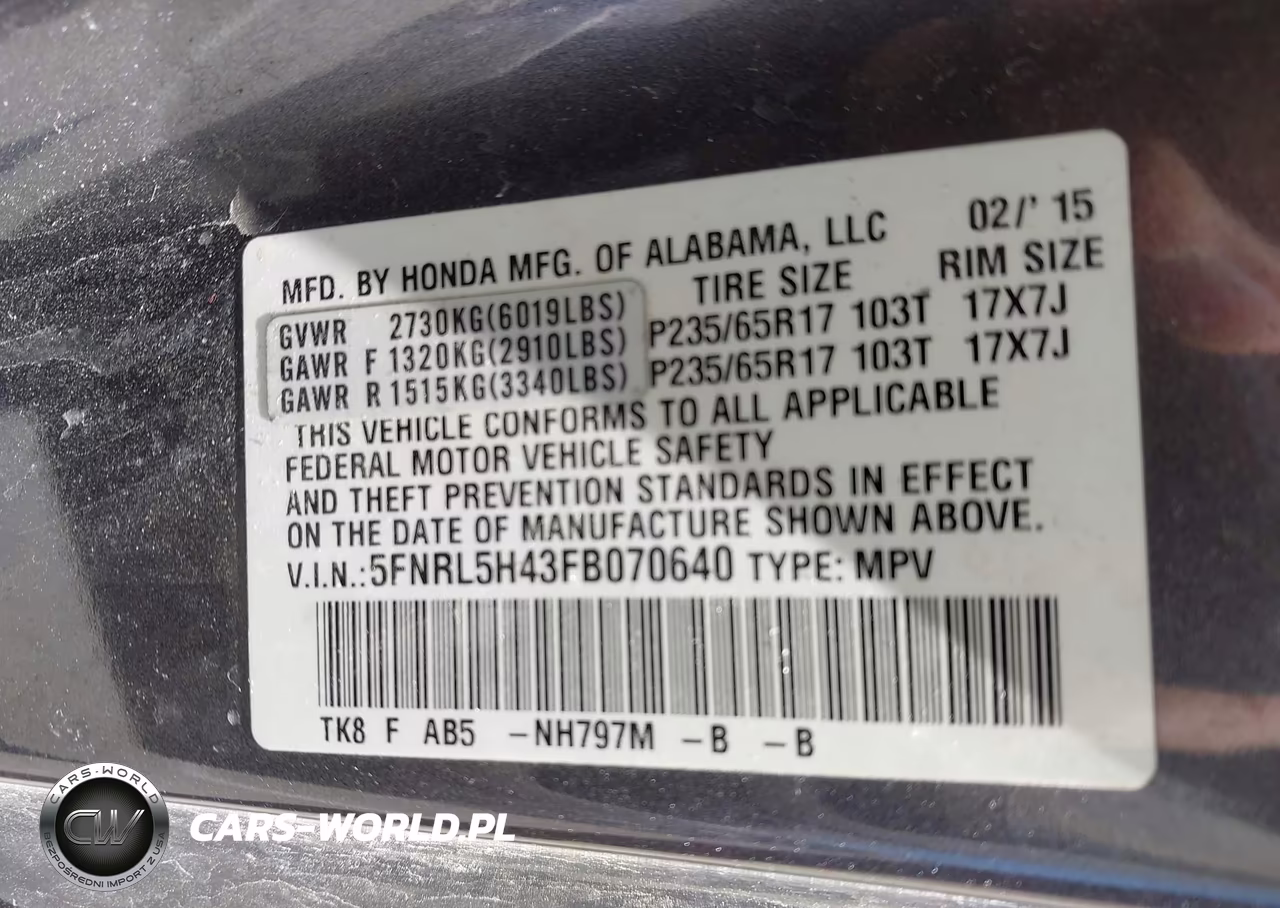 2015 Honda Odyssey Ex VIN:5FNRL5H43FB070640 - 9