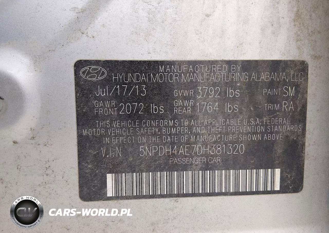 2013 Hyundai Elantra Gls VIN:5NPDH4AE7DH381320 - 9