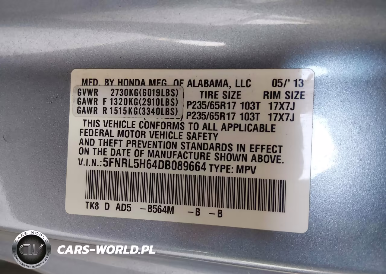 2013 Honda Odyssey Ex-L VIN:5FNRL5H64DB089664 - 9