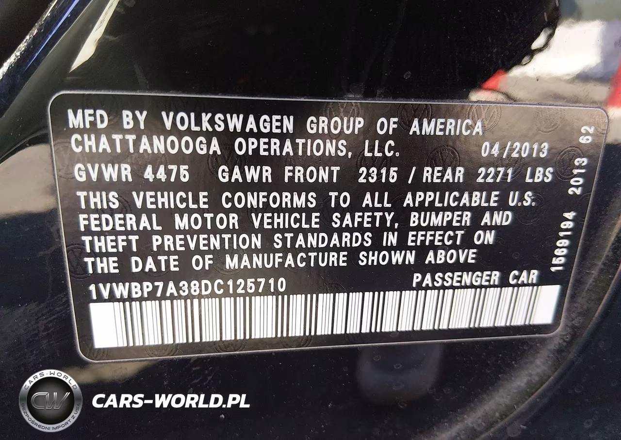 2013 Volkswagen Passat 2.5L Se VIN:1VWBP7A38DC125710 - 9