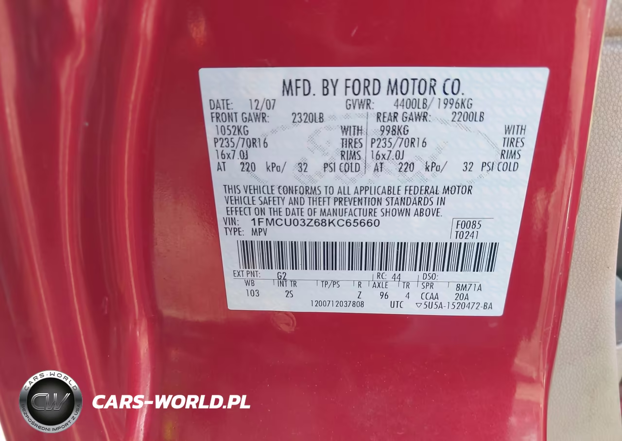 2008 Ford Escape Xlt VIN:1FMCU03Z68KC65660 - 9