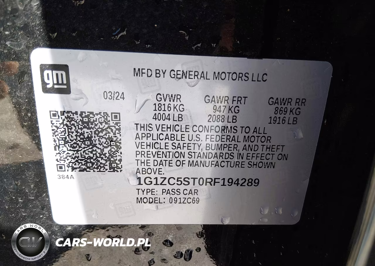 2024 Chevrolet Malibu Fwd 1Fl VIN:1G1ZC5ST0RF194289 - 9