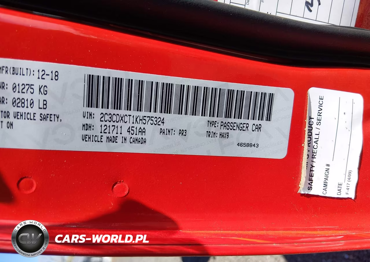 2019 Dodge Charger R-T Rwd VIN:2C3CDXCT1KH575324 - 9