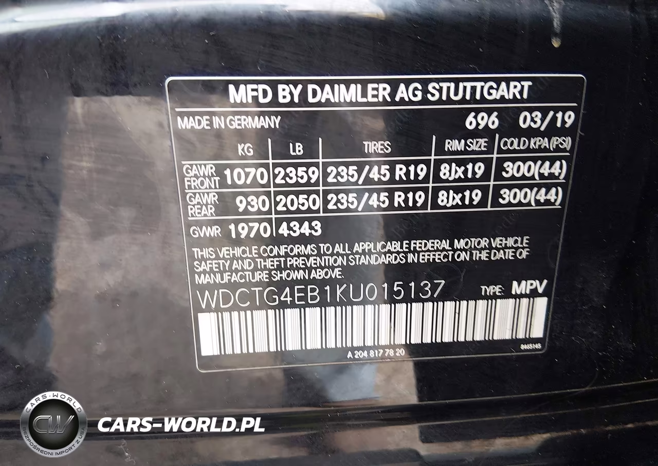2019 Mercedes-Benz Gla 250 VIN:WDCTG4EB1KU015137 - 9