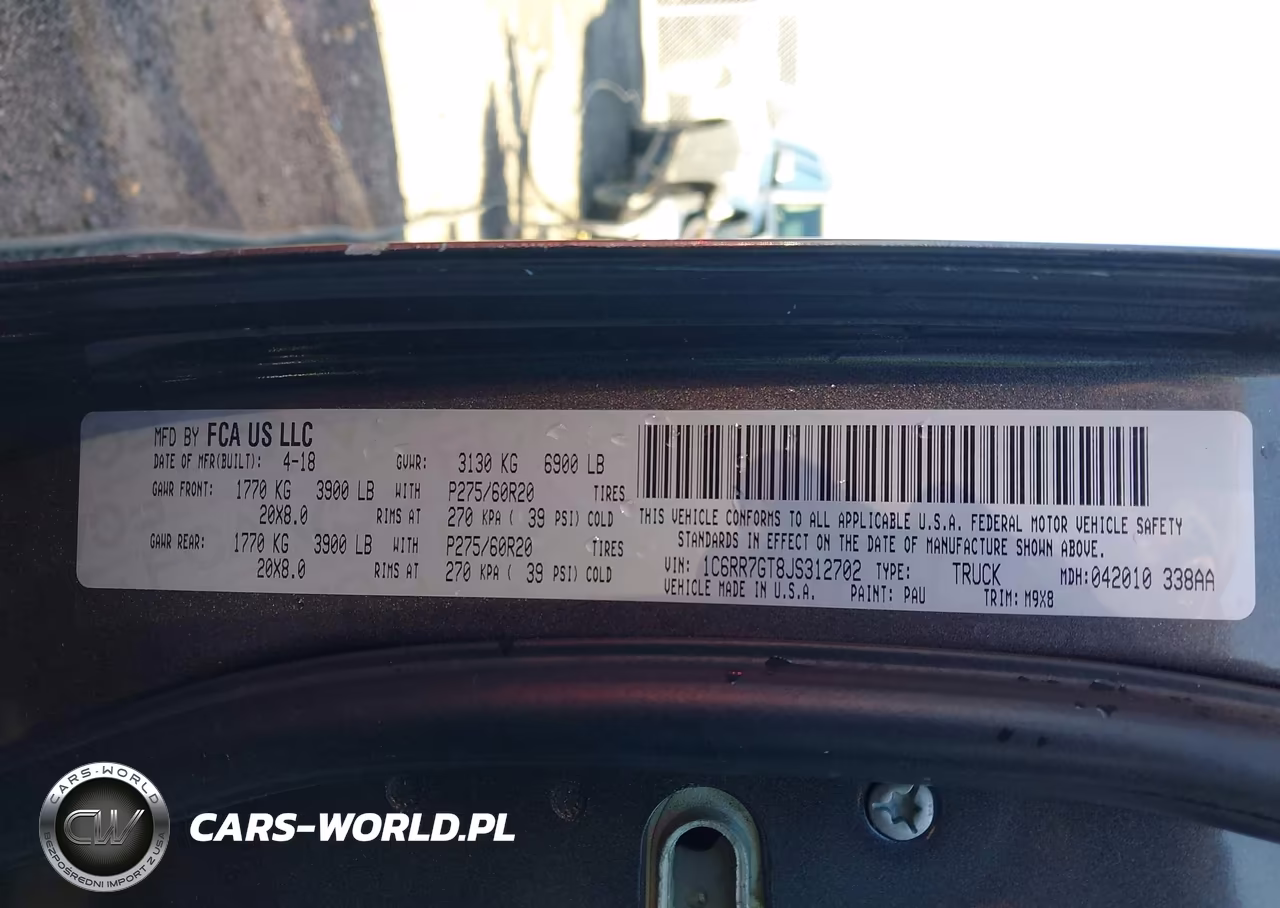 2018 Ram 1500 VIN:1C6RR7GT8JS312702 - 9