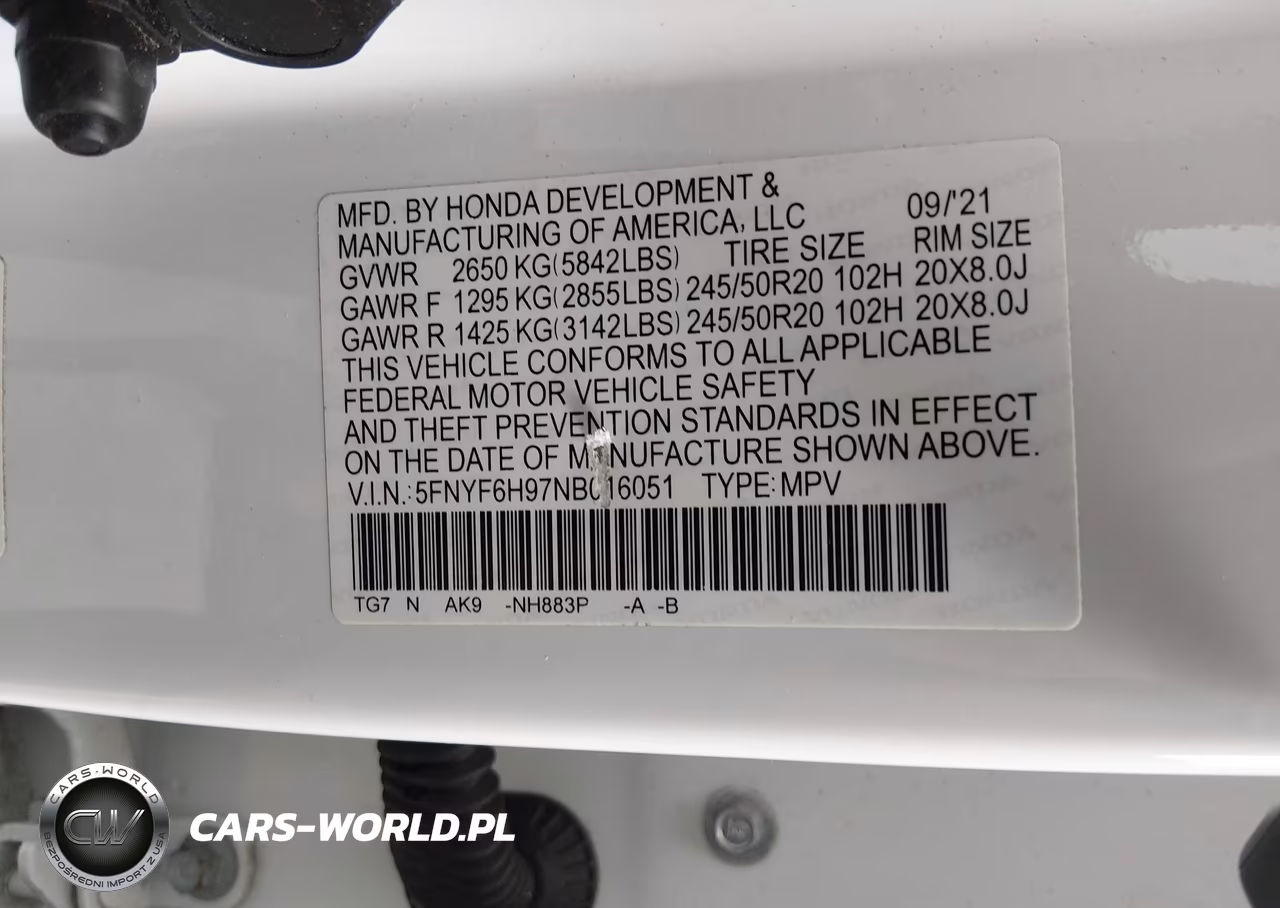 2022 Honda Pilot Awd Touring 8 Passenger VIN:5FNYF6H97NB016051 - 9