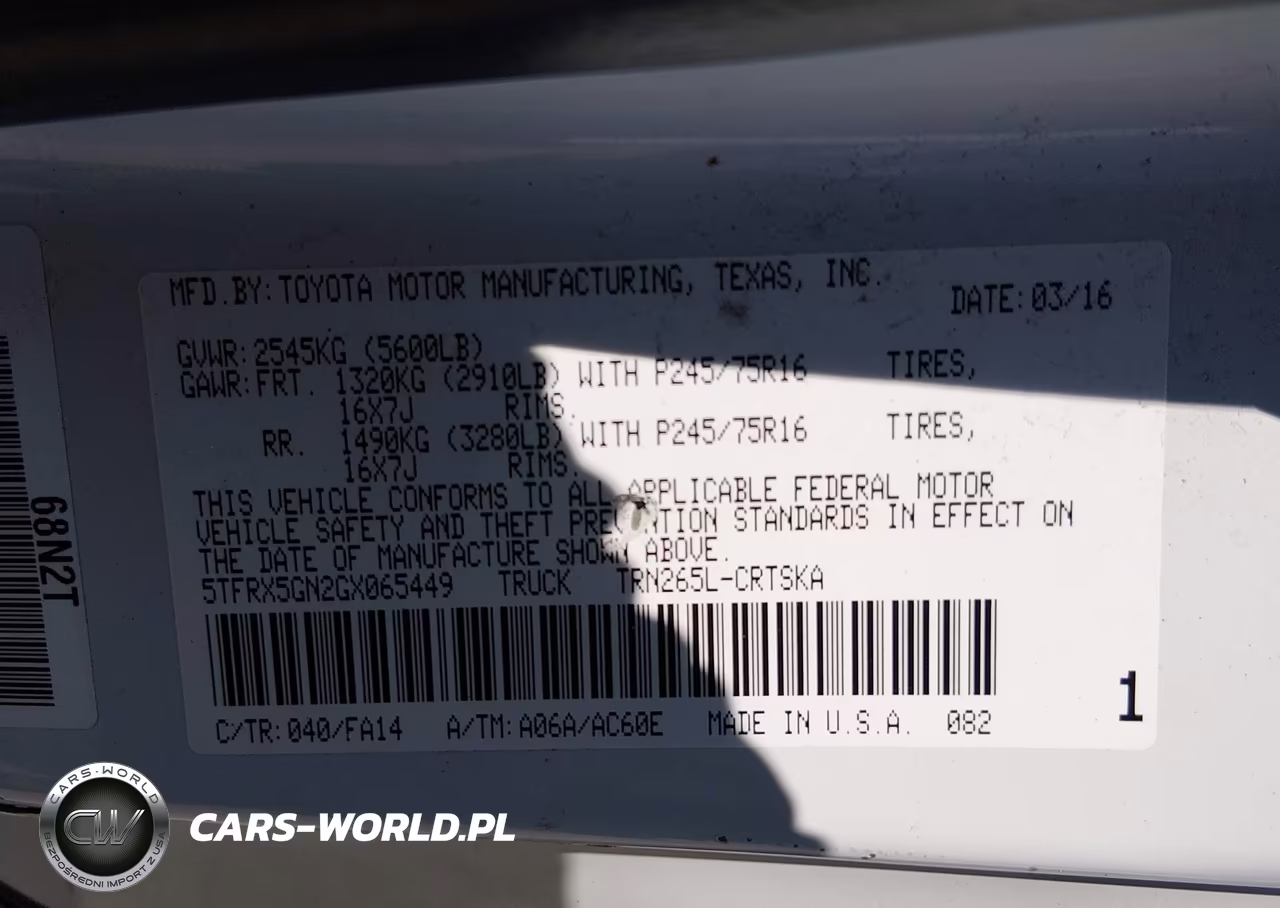 2016 Toyota Tacoma Sr VIN:5TFRX5GN2GX065449 - 9