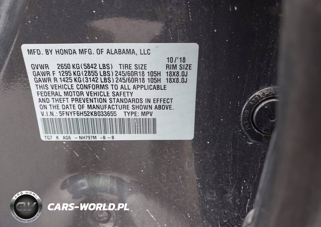 2019 Honda Pilot Ex-L VIN:5FNYF6H52KB033655 - 9