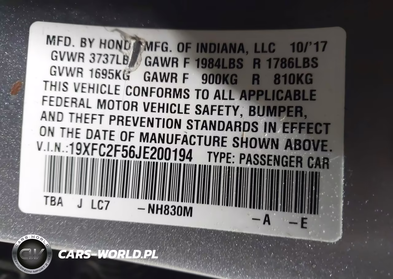 2018 Honda Civic Lx VIN:19XFC2F56JE200194 - 9