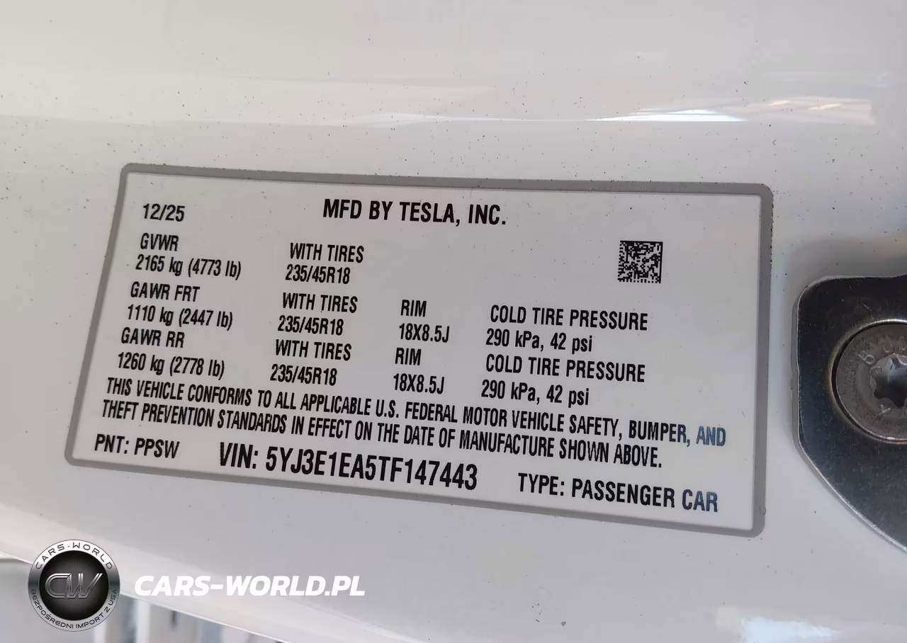 2026 Tesla Model 3 Premium Rear-Wheel Drive-Standard Rear-Wheel Drive VIN:5YJ3E1EA5TF147443 - 9