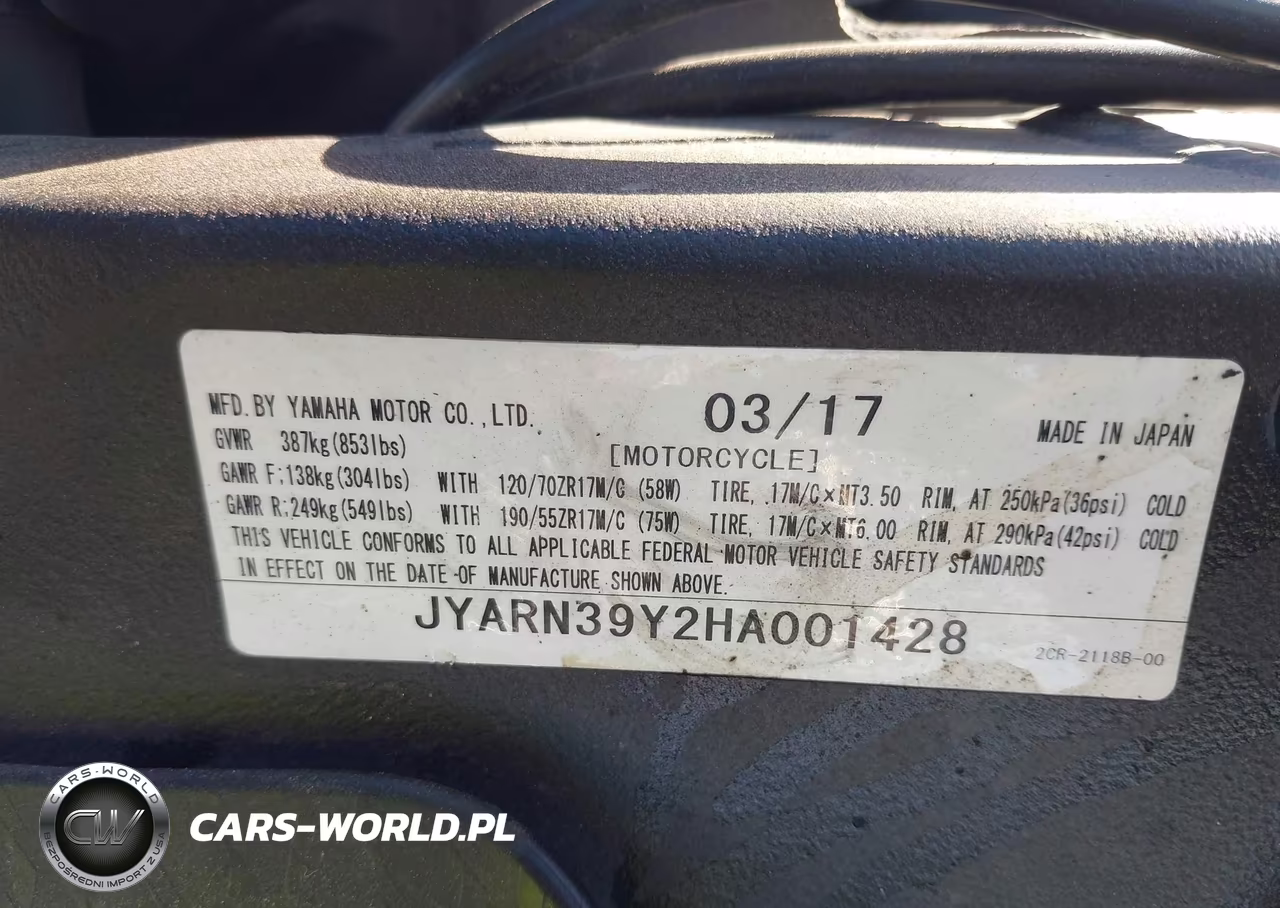 2017 Yamaha Yzfr1 C VIN:JYARN39Y2HA001428 - 10