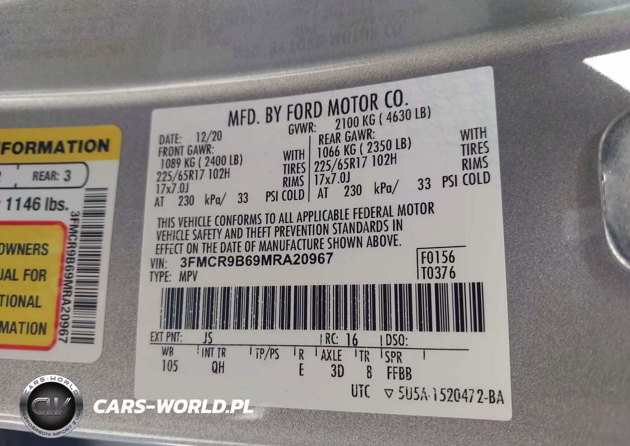 2021 Ford Bronco Sport Big Bend VIN:3FMCR9B69MRA20967 - 9