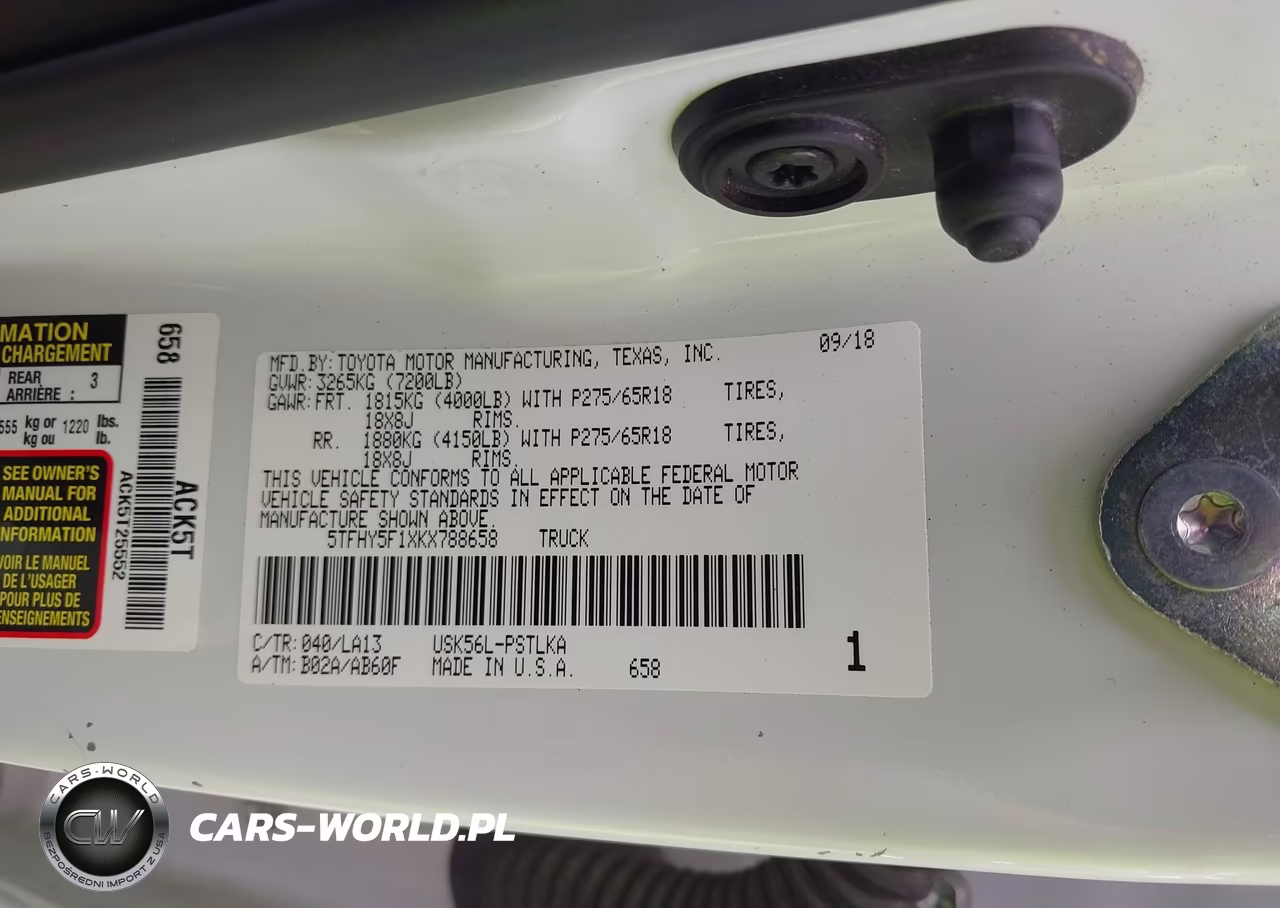 2019 Toyota Tundra Limited 5.7L V8 VIN:5TFHY5F1XKX788658 - 9