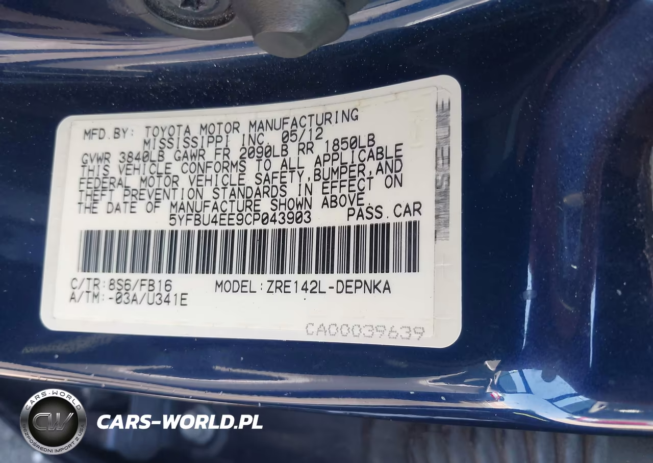 2012 Toyota Corolla Le VIN:5YFBU4EE9CP043903 - 9