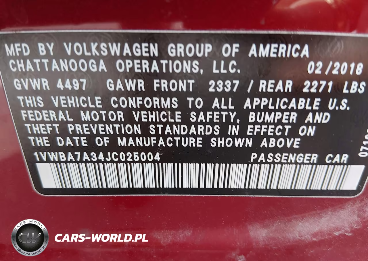 2018 Volkswagen Passat 2.0T Se VIN:1VWBA7A34JC025004 - 9