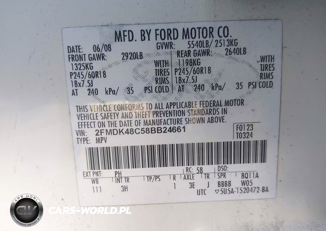 2008 Ford Edge Sel VIN:2FMDK48C58BB24661 - 9