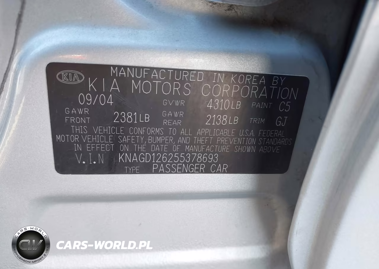 2005 Kia Optima Ex-Lx VIN:KNAGD126255378693 - 9