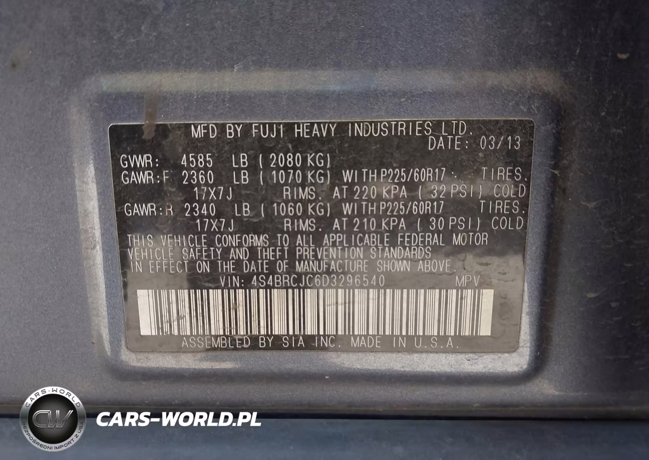 2013 Subaru Outback 2.5I Limited VIN:4S4BRCJC6D3296540 - 9