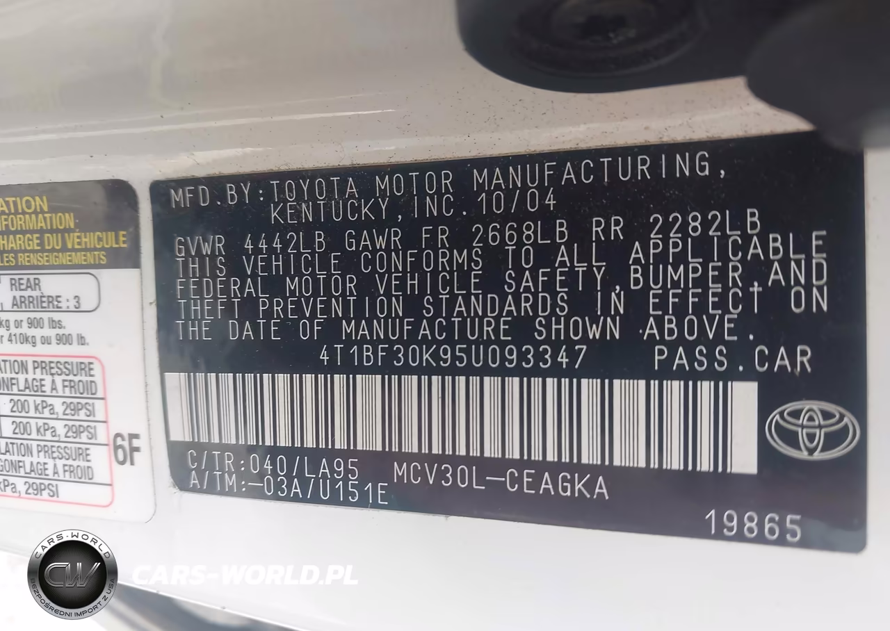 2005 Toyota Camry Xle V6 VIN:4T1BF30K95U093347 - 9