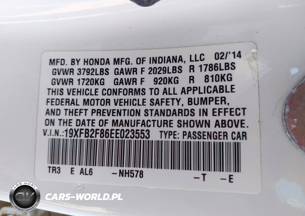 2014 Honda Civic Ex VIN:19XFB2F86EE023553 - 9