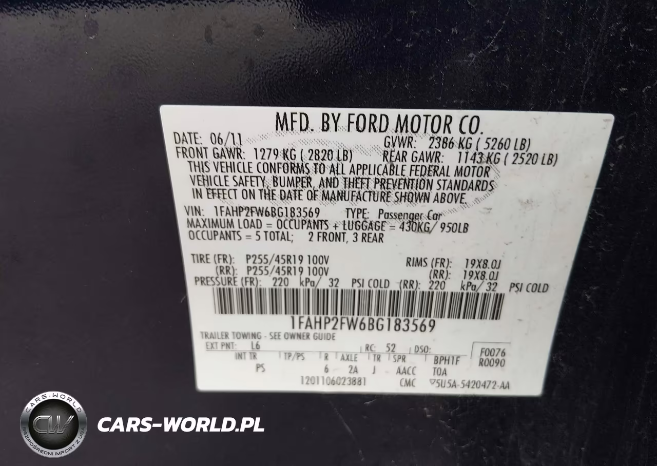 2011 Ford Taurus Limited VIN:1FAHP2FW6BG183569 - 9