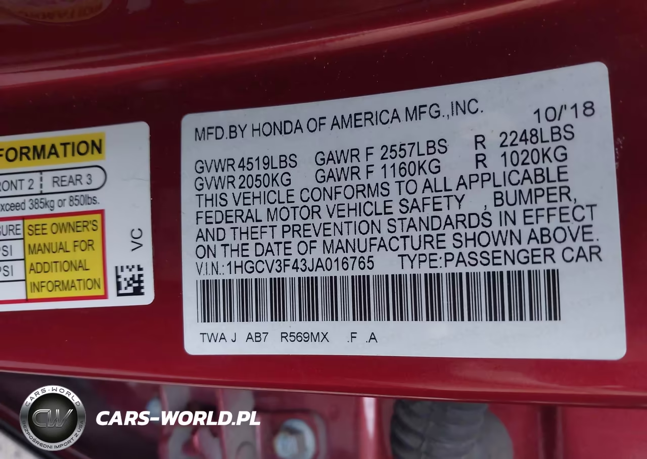 2018 Honda Accord Hybrid Ex VIN:1HGCV3F43JA016765 - 9