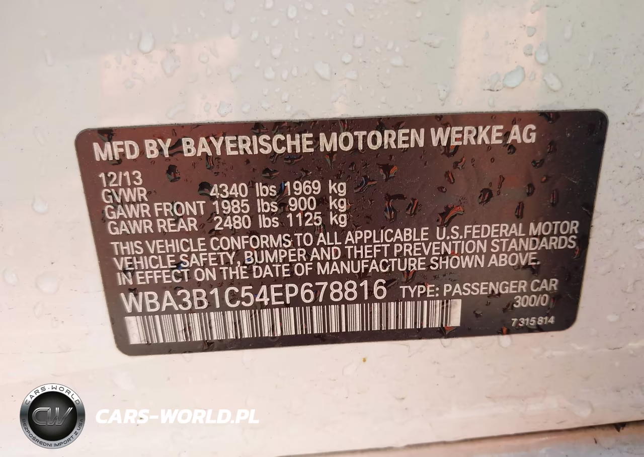 2014 BMW 320I VIN:WBA3B1C54EP678816 - 9