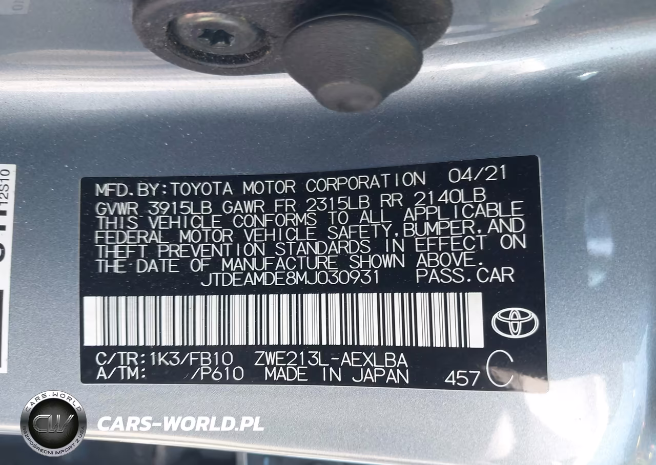 2021 Toyota Corolla Hybrid Le VIN:JTDEAMDE8MJ030931 - 9