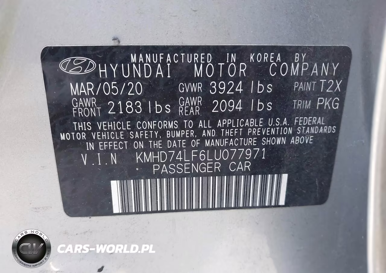 2020 Hyundai Elantra Se VIN:KMHD74LF6LU077971 - 9