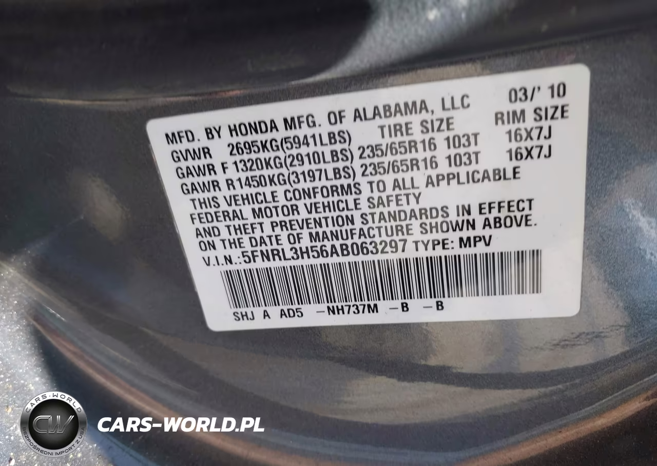 2010 Honda Odyssey Ex VIN:5FNRL3H56AB063297 - 9