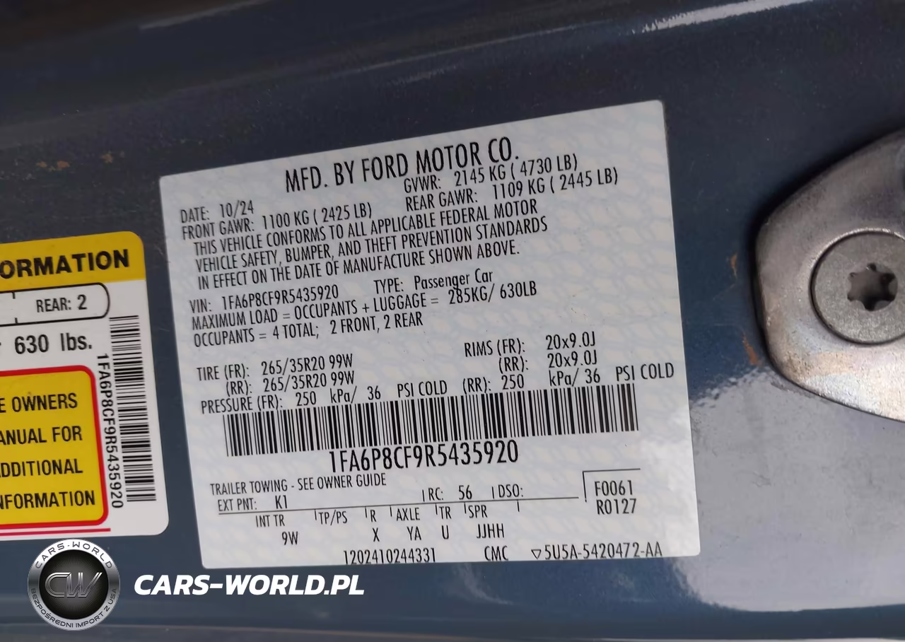 2024 Ford Mustang Gt Premium Fastback VIN:1FA6P8CF9R5435920 - 9