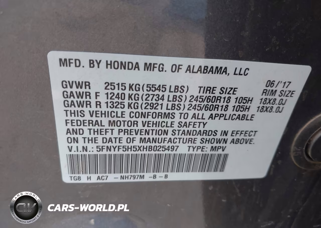 2017 Honda Pilot Ex-L VIN:5FNYF5H5XHB025497 - 9