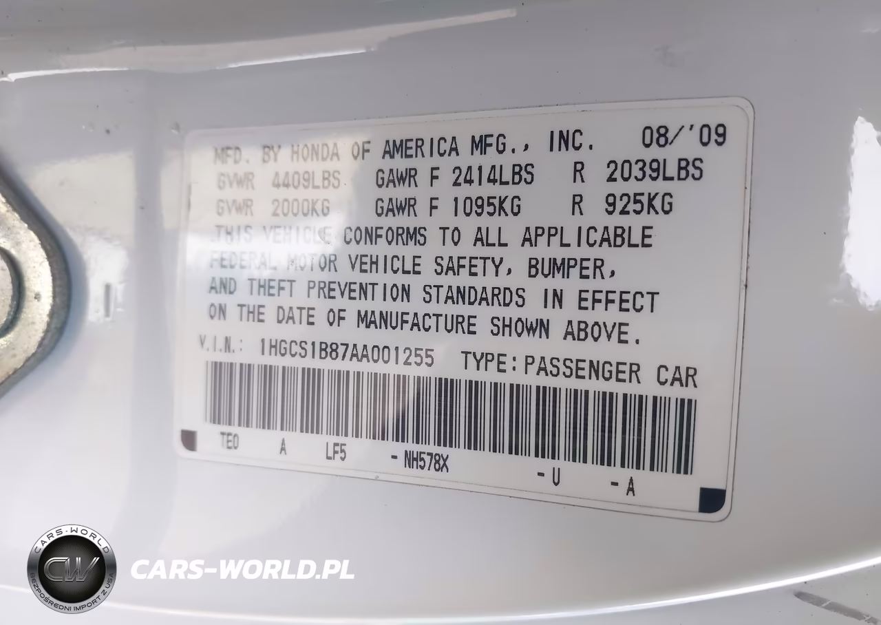 2010 Honda Accord 2.4 Ex-L VIN:1HGCS1B87AA001255 - 9