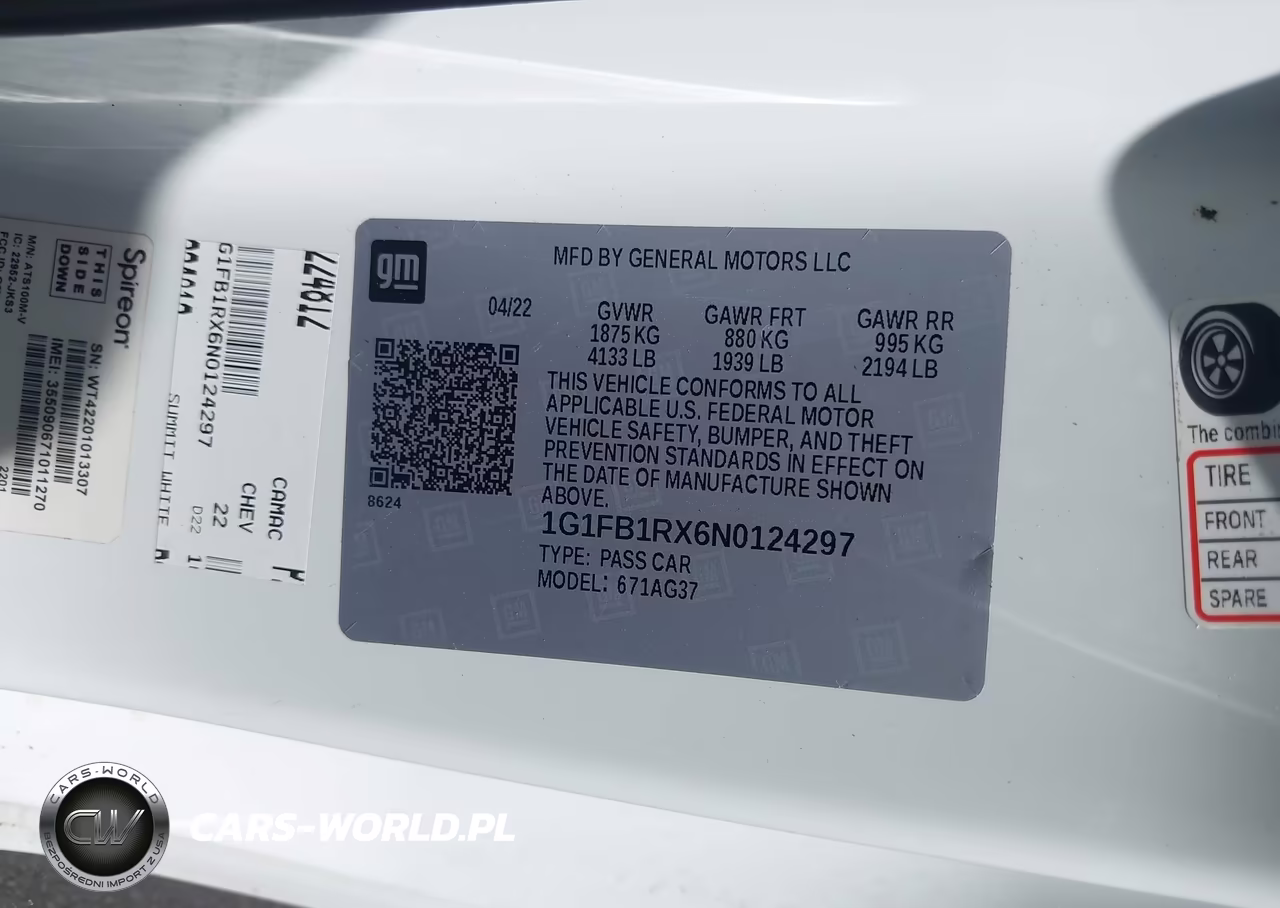 2022 Chevrolet Camaro Rwd 1Lt VIN:1G1FB1RX6N0124297 - 9
