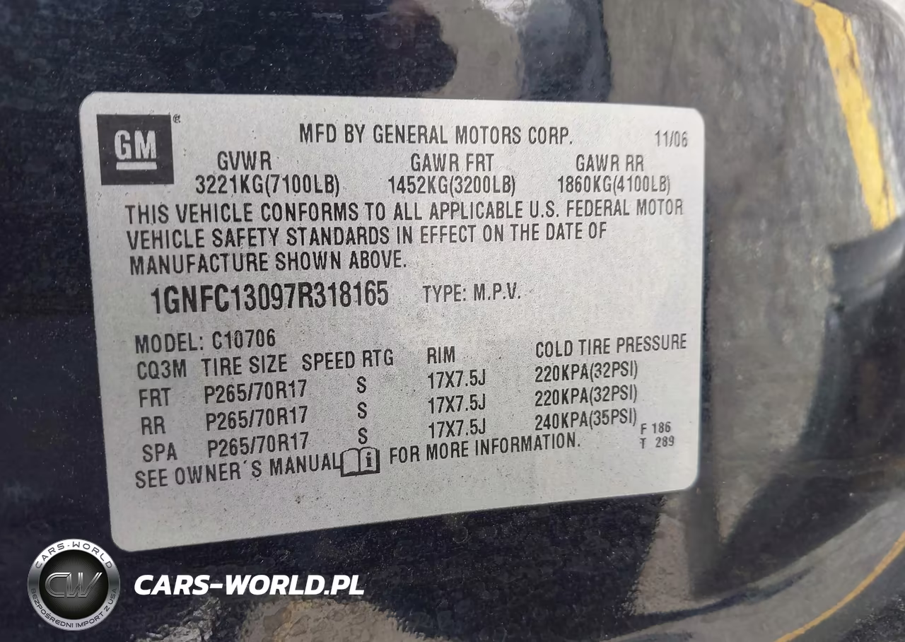 2007 Chevrolet Tahoe Ls VIN:1GNFC13097R318165 - 9