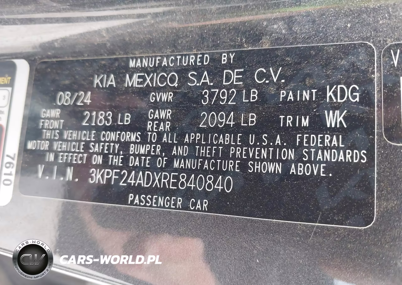 2024 Kia Forte Lxs VIN:3KPF24ADXRE840840 - 9