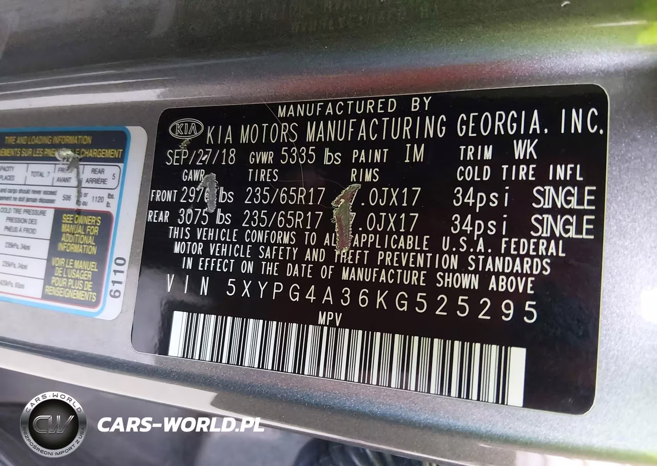 2019 Kia Sorento 2.4L Lx VIN:5XYPG4A36KG525295 - 9