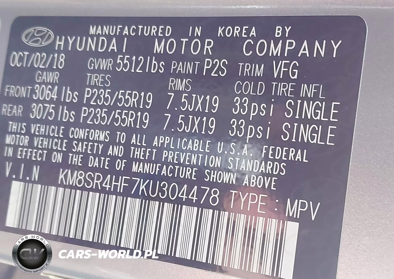 2019 Hyundai Santa Fe Xl Limited Ultimate VIN:KM8SR4HF7KU304478 - 9