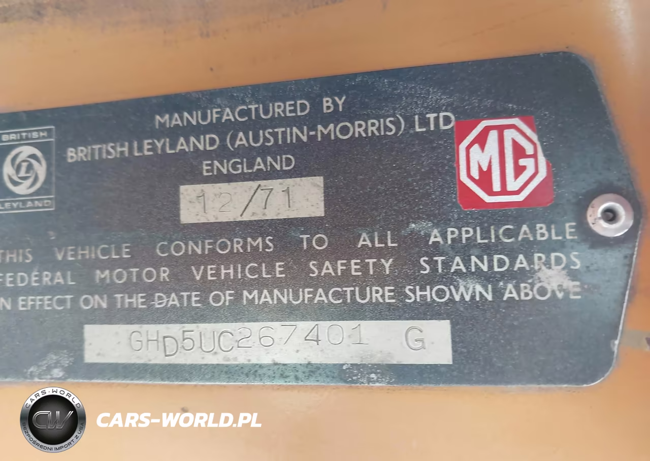 1972 Mg Mgb VIN:GHD5UC267401 - 9