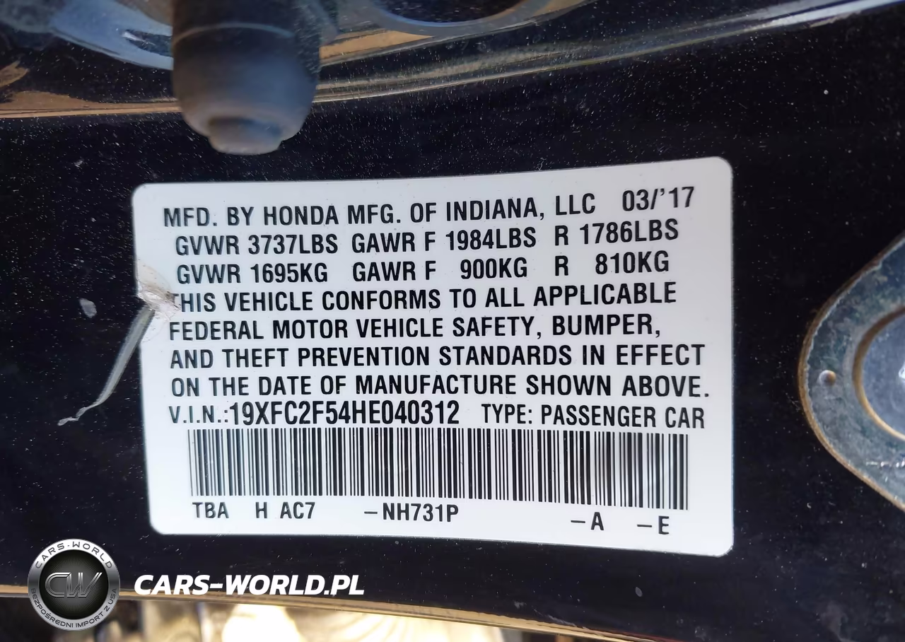 2017 Honda Civic Lx VIN:19XFC2F54HE040312 - 9