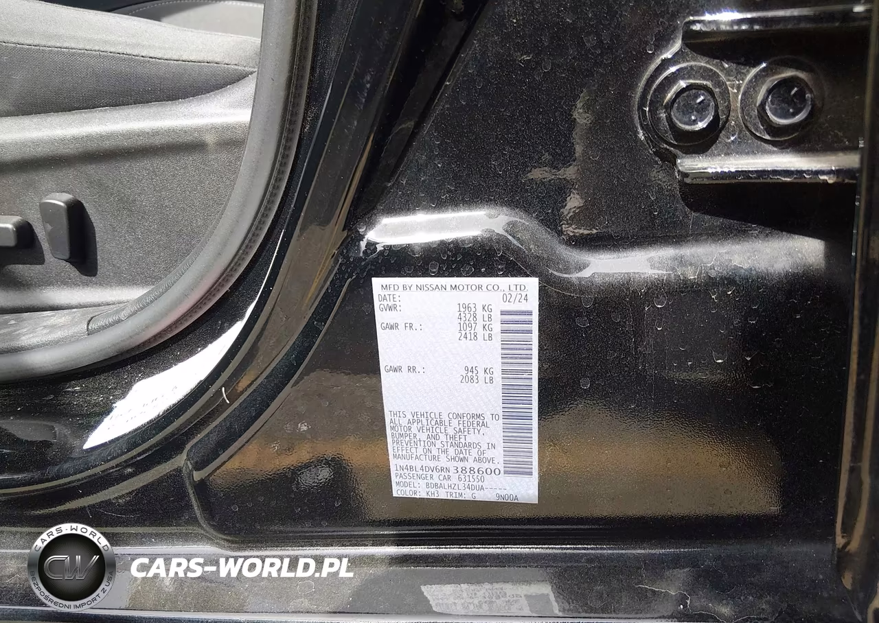 2024 Nissan Altima Sv Fwd VIN:1N4BL4DV6RN388600 - 9