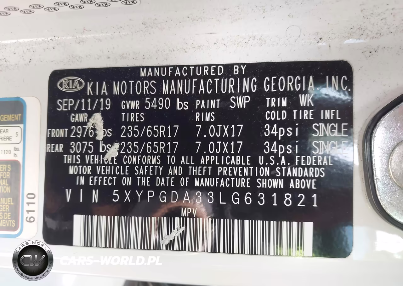 2020 Kia Sorento 2.4L Lx VIN:5XYPGDA33LG631821 - 9