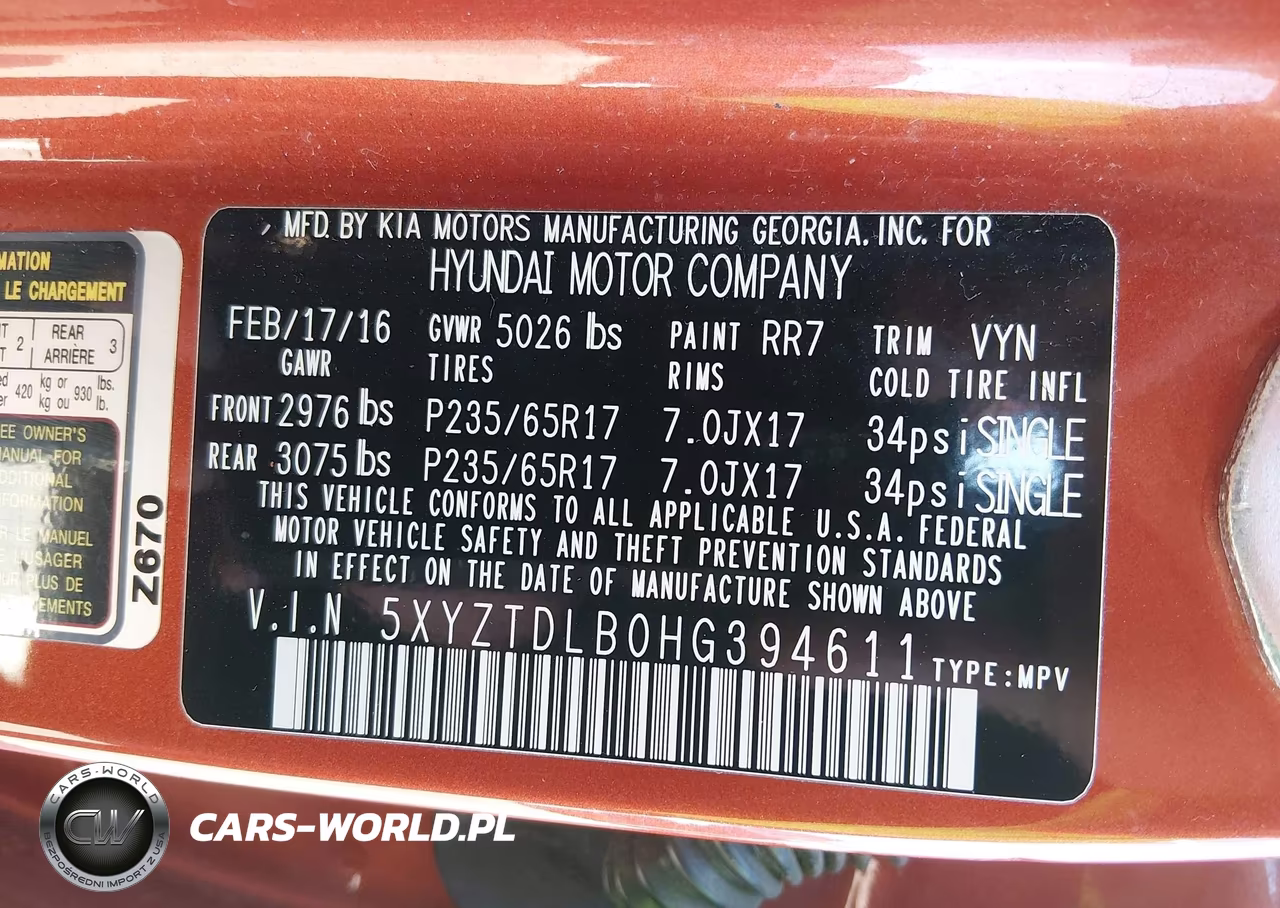 2017 Hyundai Santa Fe Sport 2.4L VIN:5XYZTDLB0HG394611 - 9