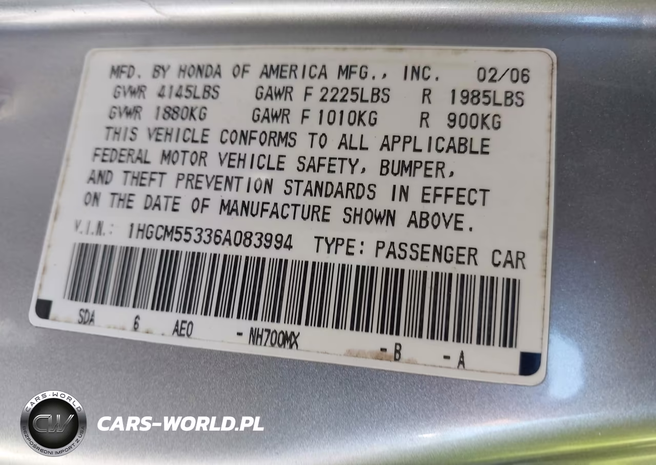 2006 Honda Accord 2.4 Se VIN:1HGCM55336A083994 - 9