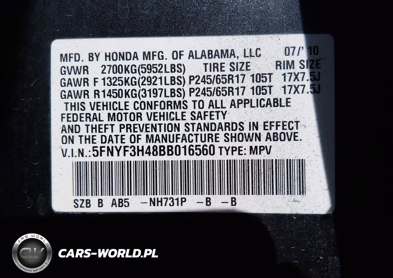 2011 Honda Pilot Ex VIN:5FNYF3H48BB016560 - 9